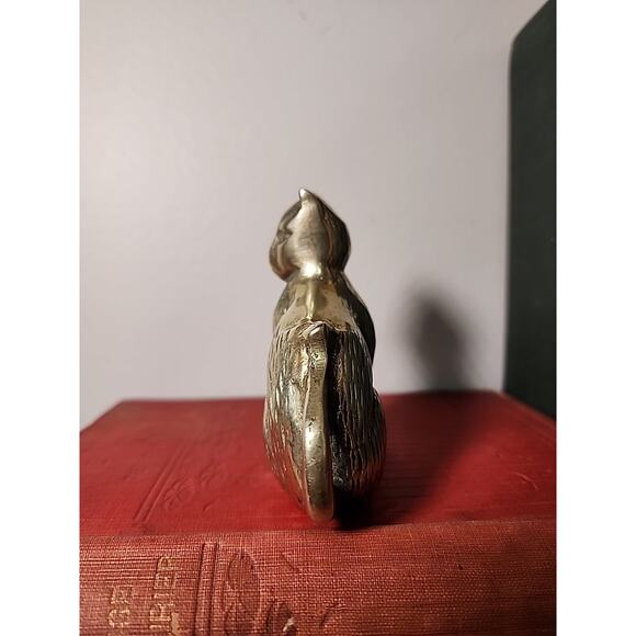 Solid Brass Vintage Cat Figurine 3.5" Minitature - Picture 2 of 6